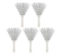 PATIKIL 4mm Pearl String Bouquet, 50 Pcs Pearl Stick Stems Bouquets Garland Spray Beaded for Bridal Beaded Wedding Party Table Decorations, Silver