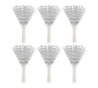 PATIKIL 4mm Pearl String Bouquet, 60 Pcs Pearl Stick Stems Bouquets Garland Spray Beaded for Bridal Beaded Wedding Party Table Decorations, Silver