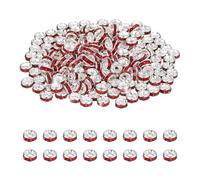 PATIKIL 4mm Rondelle Spacer Bead, 200 Pcs Crystal Rhinestone Loose Bead Spacers for Jewelry Making, DIY Bracelets, Necklace, Silver/Red