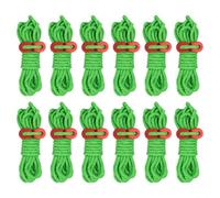 PATIKIL 4mm Tent Rope, 12 Pack 13ft Reflective Guyline Cord Tied Downs Rope Paracord Cord Camping Ropes with Red Aluminum Cord Adjusters for Camping Hiking Tent, Green