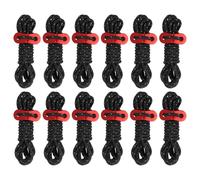 PATIKIL 4mm Tent Rope, 12 Pack 6.5ft Reflective Guyline Cord Tied Downs Rope Paracord Cord Camping Ropes with Red Aluminum Cord Adjusters for Camping Hiking Tent, Black