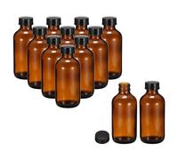 PATIKIL 4oz(120ml) Glass Sample Bottles, 12Pcs Round Bottle Dispensing Bottles with Black Poly Cone Cap for Reagent Liquids, Essential Oils, Perfume, Amber