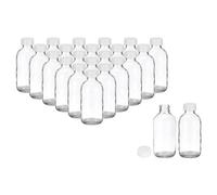 PATIKIL 4oz(120ml) Glass Sample Bottles, 24Pcs Round Bottle Dispensing Bottles with White Poly Cone Cap for Reagent Liquids, Juice, Perfume Ginger Shots, Transparent