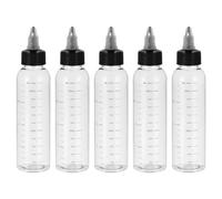 PATIKIL 4oz(120ml) Plastic Dispensing Bottle, 5Pcs Squeeze Graduated Empty Bottles with Black Twist Cap for Liquids, Inks, Oils, Sauces, Arts and Crafts, Transparent