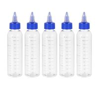 PATIKIL 4oz(120ml) Plastic Dispensing Bottle, 5Pcs Squeeze Graduated Empty Bottles with Blue Twist Cap for Liquids, Inks, Oils, Sauces, Arts and Crafts, Transparent