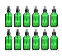 PATIKIL 4oz Glass Spray Bottles, 12pcs Nozzle Leak Proof Empty Water Mist Stream Sprayer for Cleaning Solutions Plants Hair, Green Black