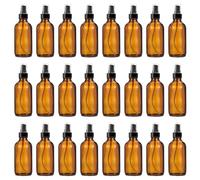 PATIKIL 4oz Glass Spray Bottles, 24pcs Nozzle Leak Proof Empty Water Mist Stream Sprayer for Cleaning Solutions Plants Hair, Brown Black