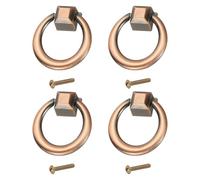 PATIKIL 4Pack Drawer Ring Pull Handles, 1.42" Zinc Alloy Hole Ring Drawers Knobs with Screws for Cupboard Drawer Dresser Closet Door, Red