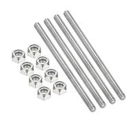 PATIKIL 4Pcs 1/4"-20x110mm Threaded Rods with Hex Nuts, 304 Stainless Steel Fully Threaded Rod Right Hand Threads with 8Pcs Nylon Insert Lock Nut for Clamps Hangers U-Bolt, Silver Tone