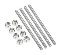 PATIKIL 4Pcs 1/4"-20x120mm Threaded Rods with Hex Nuts, 304 Stainless Steel Fully Threaded Rod Right Hand Threads with 8Pcs Nylon Insert Lock Nut for Clamps Hangers U-Bolt, Silver Tone