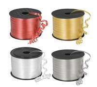 PATIKIL 4pcs 100 Yards Curling Ribbon Crimped Balloon String Metallic 5mm for Party Decoration Gift Wrapping Art Crafts, White/Gold/Silver/Red