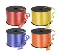 PATIKIL 4pcs 100 Yards Curling Ribbon Crimped Balloon String Metallic 5mm for Party Decoration Gift Wrapping Art Crafts, Red/Yellow/Orange/Blue