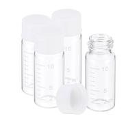 PATIKIL 4pcs 10ml Small Clear Glass Vials with White Screw Cap, Borosilicate Glass Graduated Sample Bottles for Solid Liquid Powder Storage