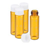PATIKIL 4pcs 15ml Small Brown Glass Vials with White Screw Cap, Borosilicate Glass Graduated Sample Bottles for Solid Liquid Powder Storage