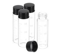 PATIKIL 4pcs 15ml Small Clear Glass Vials with Black Screw Cap, Borosilicate Glass Graduated Sample Bottles for Solid Liquid Powder Storage