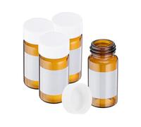 PATIKIL 4pcs 20ml Small Brown Glass Vials with White Screw Cap, Borosilicate Glass Sample Bottles with Writing Label for Solid Liquid Powder Storage