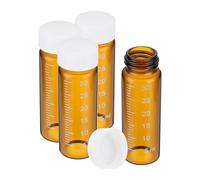PATIKIL 4pcs 30ml Small Brown Glass Vials with White Screw Cap, Borosilicate Glass Graduated Sample Bottles for Solid Liquid Powder Storage