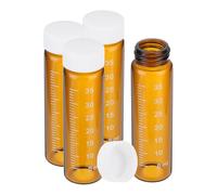 PATIKIL 4pcs 40ml Small Brown Glass Vials with White Screw Cap, Borosilicate Glass Graduated Sample Bottles for Solid Liquid Powder Storage