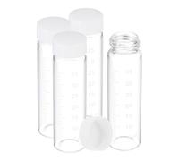 PATIKIL 4pcs 40ml Small Clear Glass Vials with White Screw Cap, Borosilicate Glass Graduated Sample Bottles for Solid Liquid Powder Storage