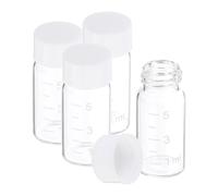 PATIKIL 4pcs 5ml Small Clear Glass Vials with White Screw Cap, Borosilicate Glass Graduated Sample Bottles for Solid Liquid Powder Storage