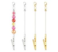 PATIKIL 4Pcs Beadable Card Grabber Keychain, Metal Clip Blank Beadable Keychain Bar for Long Nails Card Puller DIY, Gold/Silver