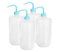 PATIKIL 4pcs Blue Clear LDPE 1L Narrow Mouth Leak Proof Squeeze Bottles for Lab Cleaning, Washing, Irrigation & Liquid Storage