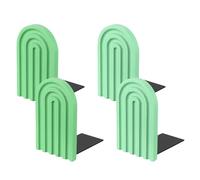 PATIKIL 4Pcs Boho Arch Bookends, Non-Skid Wood Book Ends Rainbow Wooden for Shelves Book Stopper Stand Cute for Holding Books Movie Home Office Library Decorative, Cyan/Green
