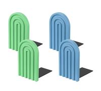 PATIKIL 4Pcs Boho Arch Bookends, Non-Skid Wood Book Ends Rainbow Wooden for Shelves Book Stopper Stand Cute for Holding Books Movie Home Office Library Decorative, Sky Blue/Green