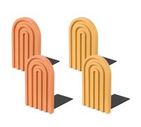 PATIKIL 4Pcs Boho Arch Bookends, Non-Skid Wood Book Ends Rainbow Wooden for Shelves Book Stopper Stand Cute for Holding Books Movie Home Office Library Decorative, Light Orange/Yellow