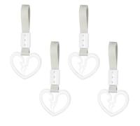PATIKIL 4Pcs Broken Heart Shaped Car Handle Straps, Car Hanging Accessories Bumper Warning Ring Drift Charm for Auto Bus Decor Interior Exterior Decoration, White