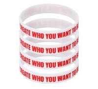 PATIKIL 4Pcs Create Who You Want To Be Motivational Wristbands, Personalized Bands with Text Silicone Wristbands Custom Rubber Bracelets for Fitness Workouts Exercise, White/Red