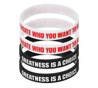 PATIKIL 4Pcs Create Who You Want To Be Motivational Wristbands, Personalized Bands with Text Silicone Wristbands Custom Rubber Bracelets for Fitness Workouts Exercise, Black/White/Red