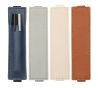 PATIKIL 4Pcs Elastic Notebook Pen Holder, Adjustable Hold 2 Pen Holder PU Leather Pencil Sleeve Pouch for Journal Clipboard Planner Books, Gray/Beige/Brown/Dark Blue
