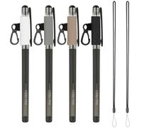 PATIKIL 4Pcs Elastic Pen Holder with 2 Lanyards, Anti Lose Portable Pen Holder for Necklace Carpenters Teachers Construction Workers, Gray/Black/White/Brown