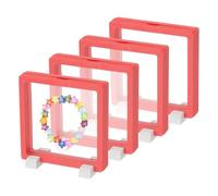 PATIKIL 4Pcs Floating Display Case, 4.3 Inch Plastic Challenge Coin Display Stand Holder Frames Transparent PE Jewelry Storage Box for Necklace Medal Medallion Stamps, Red/White