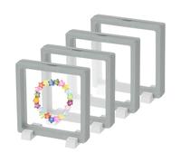 PATIKIL 4Pcs Floating Display Case, 4.3 Inch Plastic Challenge Coin Display Stand Holder Frames Transparent PE Jewelry Storage Box for Necklace Medal Medallion Stamps, Grey/White