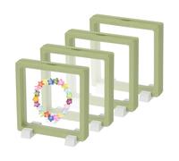 PATIKIL 4Pcs Floating Display Case, 4.3 Inch Plastic Challenge Coin Display Stand Holder Frames Transparent PE Jewelry Storage Box for Necklace Medal Medallion Stamps, Green/White
