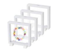 PATIKIL 4Pcs Floating Display Case, 4.3 Inch Plastic Challenge Coin Display Stand Holder Frames Transparent PE Jewelry Storage Box for Necklace Medal Medallion Stamps, White
