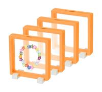 PATIKIL 4Pcs Floating Display Case, 4.3 Inch Plastic Challenge Coin Display Stand Holder Frames Transparent PE Jewelry Storage Box for Necklace Medal Medallion Stamps, Orange/White