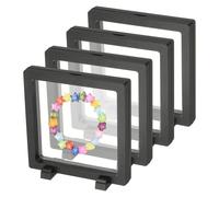 PATIKIL 4Pcs Floating Display Case, 5.5 Inch Plastic Challenge Coin Display Stand Holder Frames Transparent PE Jewelry Storage Box for Necklace Medal Medallion Stamps, Black