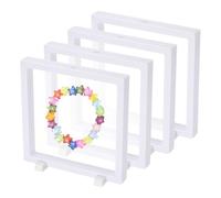 PATIKIL 4Pcs Floating Display Case, 7.1 Inch Plastic Challenge Coin Display Stand Holder Frames Transparent PE Jewelry Storage Box for Necklace Medal Medallion Stamps, White