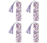PATIKIL 4Pcs Glitter Bookmarks for Women, Acrylic Reading Book Marks Beautiful Bookmark with Tassels for Reading Accessories Gift Book Lover, Glitter Purple