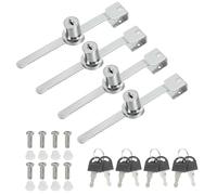 PATIKIL 4Pcs Keyed Alike Showcase Lock, Chrome Finish Ratchet Lock No Drill Glass Door Lock for 6mm Glass Door, Silver