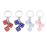 PATIKIL 4pcs Lucky Dice Keychain Charm, Resin 3D Cube Square Mini Dice Keyrings with 3 Pendants for Bag, Wallet, Purse, Car, Cellphone Accessories, Sky Blue/Dark Blue/Pink/Red