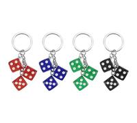 PATIKIL 4pcs Lucky Dice Keychain Charm, Resin 3D Cube Square Mini Dice Keyrings with 3 Pendants for Bag, Wallet, Purse, Car, Cellphone Accessories, Black/Dark Green/Red/Dark Blue