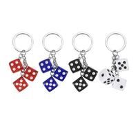 PATIKIL 4pcs Lucky Dice Keychain Charm, Resin 3D Cube Square Mini Dice Keyrings with 3 Pendants for Bag, Wallet, Purse, Car, Cellphone Accessories, Black/White/Red/Dark Blue