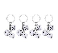 PATIKIL 4pcs Lucky Dice Keychain Charm, Resin 3D Cube Square Mini Dice Keyrings with 3 Pendants for Bag, Wallet, Purse, Car, Cellphone Accessories, White