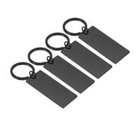PATIKIL 4Pcs Metal Stamping Blanks, Metal Keychain Blanks Rectangle Stamping Tags Blanks Stainless Steel DIY Name Tag for Laser Engraving Lover, Black