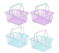 PATIKIL 4PCS Mini Shopping Basket, Small Plastic Basket Mini Storage Basket Grocery Tiny with Handles Organizer Filtered Water for Organizing Toys Eggs Fruits Snacks,Blue Purple
