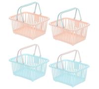 PATIKIL 4PCS Mini Shopping Basket, Small Plastic Basket Mini Storage Basket Grocery Tiny with Handles Organizer Filtered Water for Organizing Toys Eggs Fruits Snacks, Blue/Pink